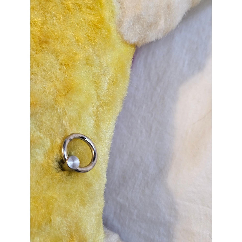 Vintage Plush Bunny‎ Rabbit Yellow Outfit Ribbon Toy Stuffed Animal Musical - Picture 4 of 4